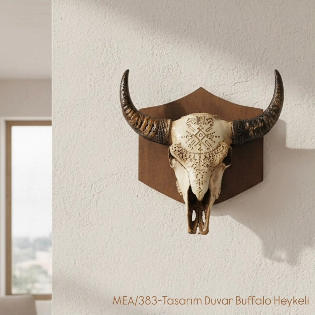 MEA/383-Tasarim Duvar Buffalo Heykeli